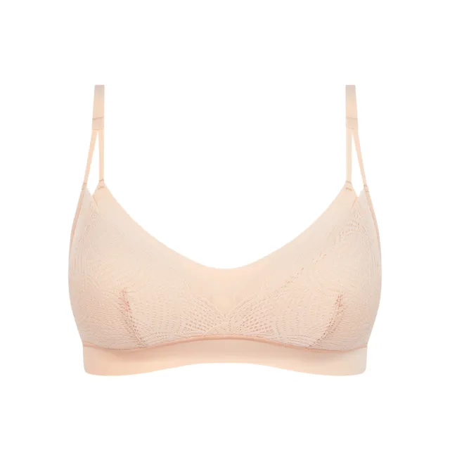 【Chantelle 仙黛爾】Soft Stretch.蕾絲雙肩帶無痕輕運動內衣 粉膚色.11GQ9_01N(超強彈力.超透氣觸感.包覆)