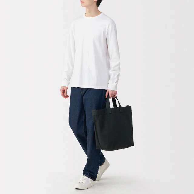 【MUJI 無印良品】帆布兩用托特包(黑色 原色 卡其綠)