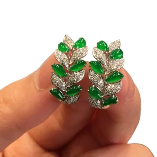 【ANGEL】月桂桂冠花圈仿玉髓時尚輕奢耳環(綠色)