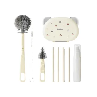 【Snowbear 小白熊】盒裝奶瓶清潔刷4件組(奶瓶刷 奶嘴刷 杯刷 矽膠奶瓶刷 奶瓶瀝乾架 吸管刷 外出奶瓶刷)
