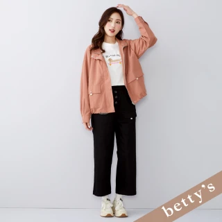 【betty&rsquo;s 貝蒂思】出清品  雙口袋下擺抽繩立領外套(橘色)