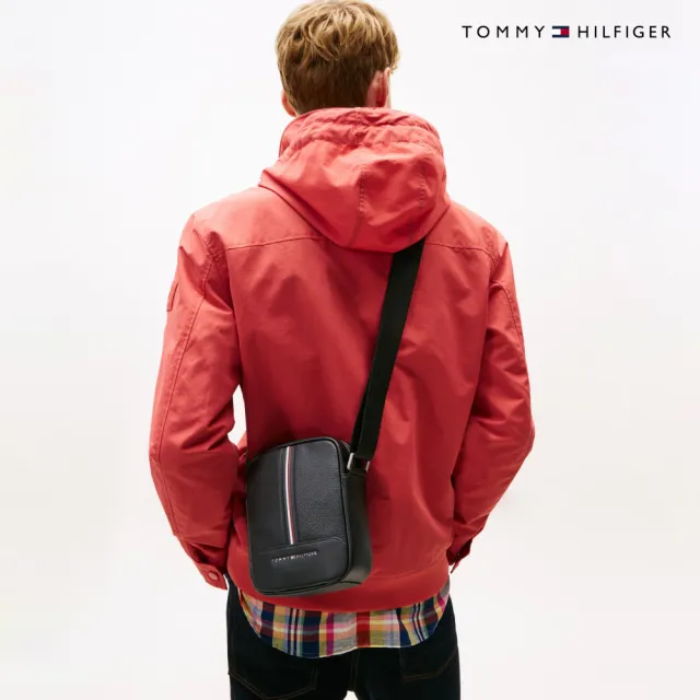 【TOMMY HILFIGER】官方旗艦館 中央條紋迷你記者包_黑色