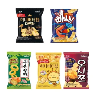 【HAITAI  海太】韓國蜂蜜奶油洋芋片/甜薯片/洋蔥圈/酥脆鮮蝦/蜂蜜奶油大蒜(6包組)