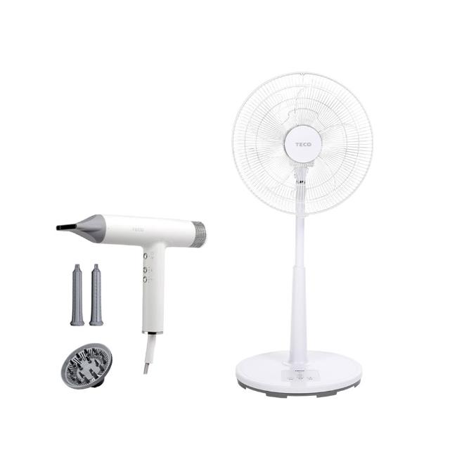 【TECO 東元】BLDC專業負離子吹風機 XYFXZ003+16吋DC馬達遙控立扇 XA1665BRD