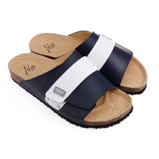 【A.S.O 阿瘦集團】A.S.O 足健康系列-寬版自黏帶拖鞋(男鞋_藍色)