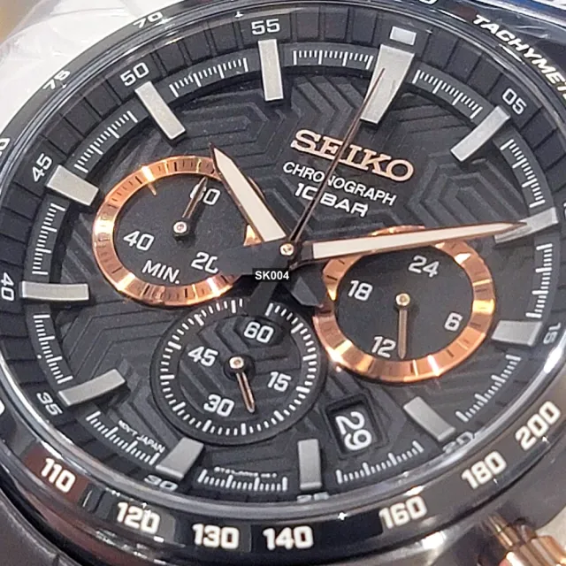 【SEIKO 精工】超熱賣 台灣限量款 CS三眼系列/PVD黑金面精鋼計時腕錶43㎜款 SK004(SSB475P1/8T63-00Y0U)
