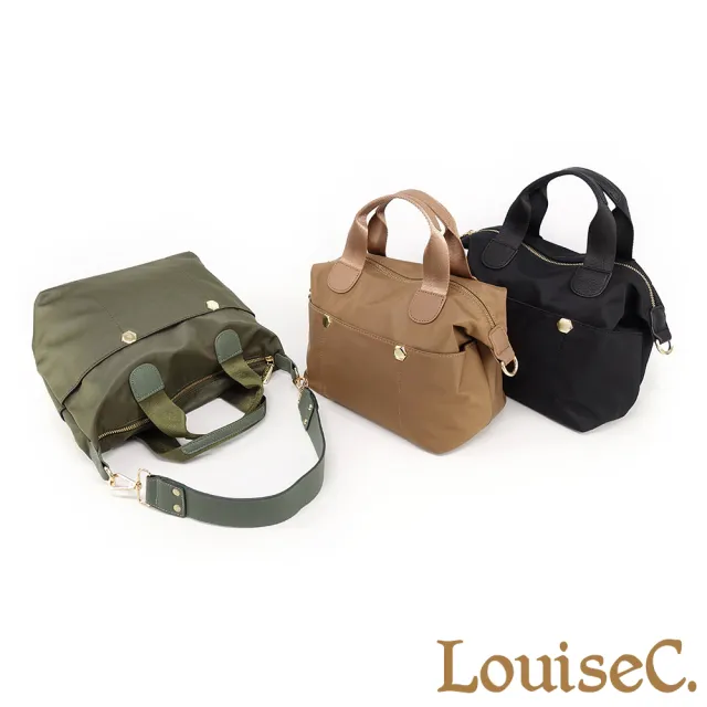 【LouiseC.】雙11 Tree House 牛皮 輕盈尼龍 前後六插袋中型 手提斜背防水包 9色 素色 格紋賣場 YS98151