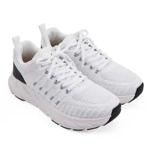 【A.S.O 阿瘦集團】A.S.O 活力雙核心系列-綁帶高彈力透氣輕量飛織休閒鞋(男鞋_白色)