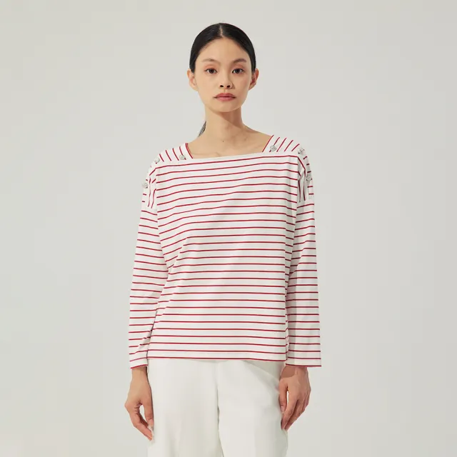 【giordano ladies】25ss_boxy剪裁條紋上衣(02325008)