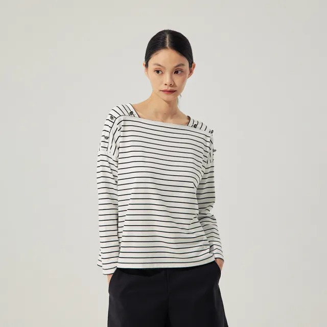 【giordano ladies】25ss_boxy剪裁條紋上衣(02325008)