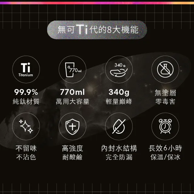 【WOKY 沃廚】NASA聯名_Ti純鈦渾圓杯770ml-附Tritan彈跳吸管(隨行杯/吸管杯/保溫杯瓶)
