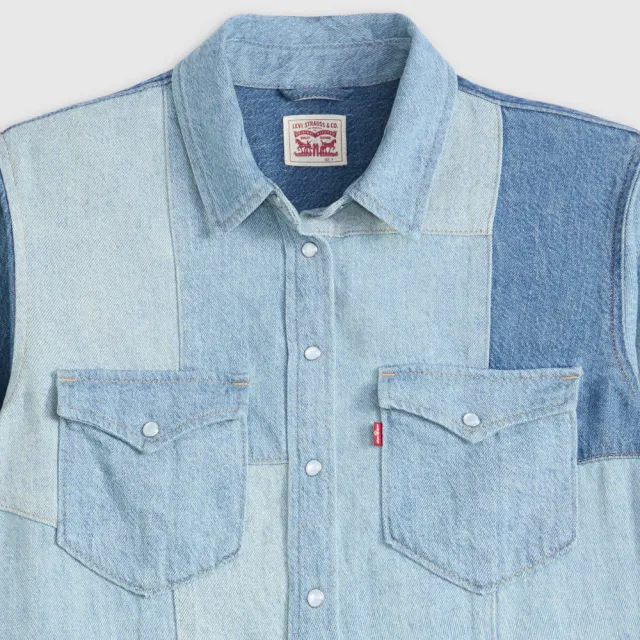 【LEVIS】女款 牛仔襯衫 拼接襯衫 設計款襯衫 女生上衣 熱賣單品 003TO-0000