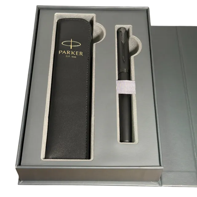【PARKER】派克  IM理性黑鋼珠筆 真皮筆套禮盒(IM)