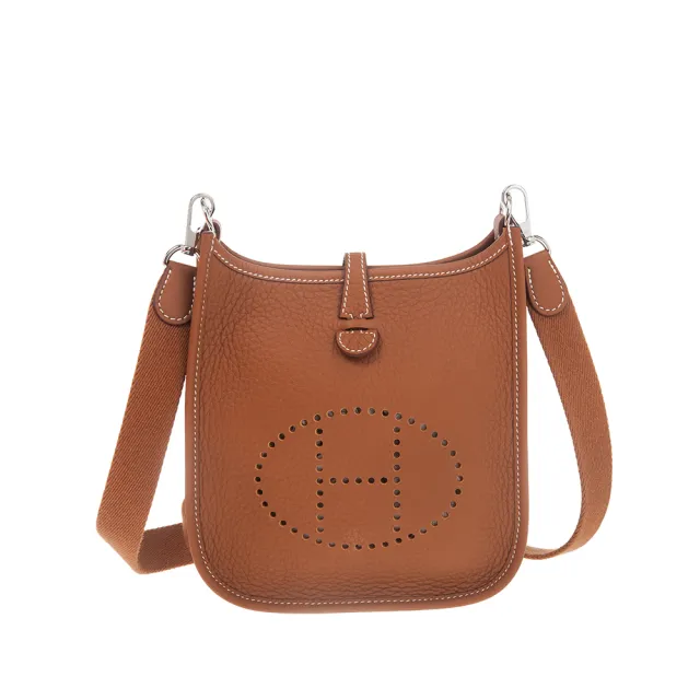 【Hermes 愛馬仕】新款Evelyne 16Amazone銀釦斜背包(GOLD/GOLD)