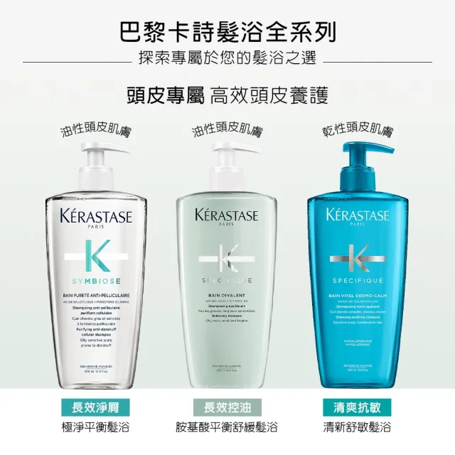 【KERASTASE 巴黎卡詩】500ml大容量髮浴/洗髮精(多款任選/控油/護色/去屑/豐盈/養髮)