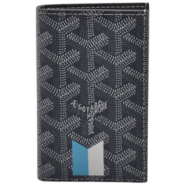 【GOYARD 高雅德】經典SAINT-PIERRE手工帆布藍白條紋摺疊萬用卡夾(灰色STPIE2PMLTY51CL51P-GREY)