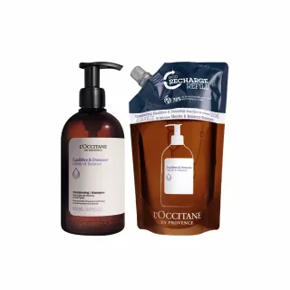 【L’Occitane 歐舒丹】官方直營 草本平衡洗髮組(平衡洗髮乳500ml+洗髮乳補充包500ml/洗髮精)