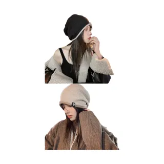 【Gordi】秋冬時尚堆堆帽 防風護耳帽 加厚毛線帽 百搭針織帽 套頭帽 保暖月子帽
