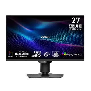【MSI 微星】MAG 274UPDF E16M 27型 IPS 4K 雙模式電競螢幕(UHD/0.5ms/HDR1000/Type-C)
