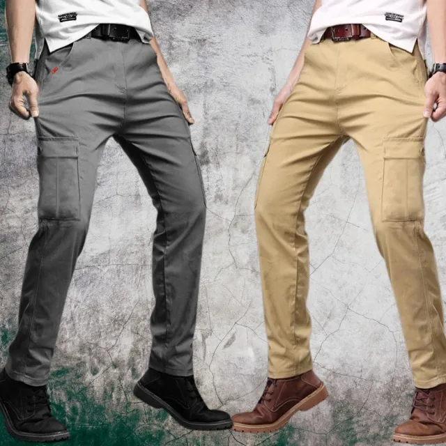 【J.Malo】彈力耐磨棉工作褲 多口袋工作褲工裝褲(男生工裝褲 工作褲 多口袋長褲 彈力男褲)