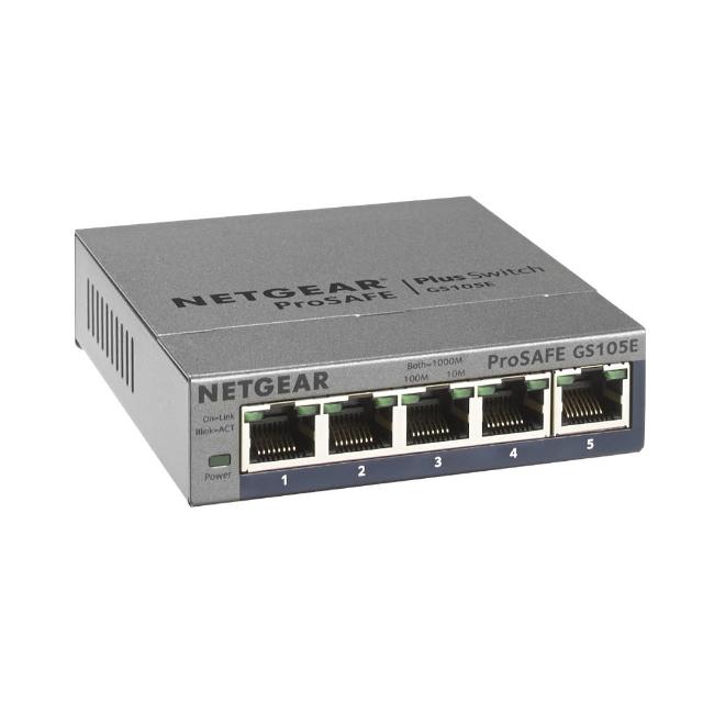 【NETGEAR】GS105E 桌上型 5埠 Gigabit 簡易網管網路交換器 無風扇金屬殼  可接MOD 美國品牌