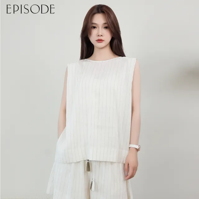 【EPISODE】清涼寬鬆正反兩穿條紋無袖背心E53319