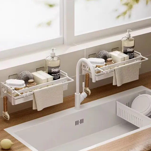 【Future goal居家生活館】水槽置物架 瀝水架 水槽瀝水架(廚房瀝水架 流理台瀝水架 菜瓜布瀝水架 菜瓜布架)