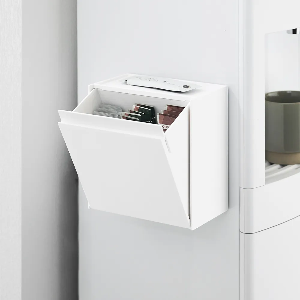 【YAMAZAKI 山崎】tower磁吸式萬用收納盒-白(磁吸收納盒/收納盒/櫥櫃整理/磁吸架)