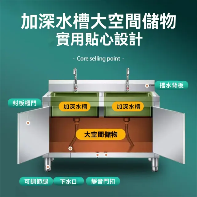 【匠俱】不銹鋼單水槽50*50*80cm厚1.6(不銹鋼單水槽 工作台洗菜池盆 洗碗池水池櫥櫃 洗碗槽 廚房專用)