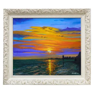 【Laart Monto 拉蒙朵】陳炳義-淡水夕陽(真跡油畫)