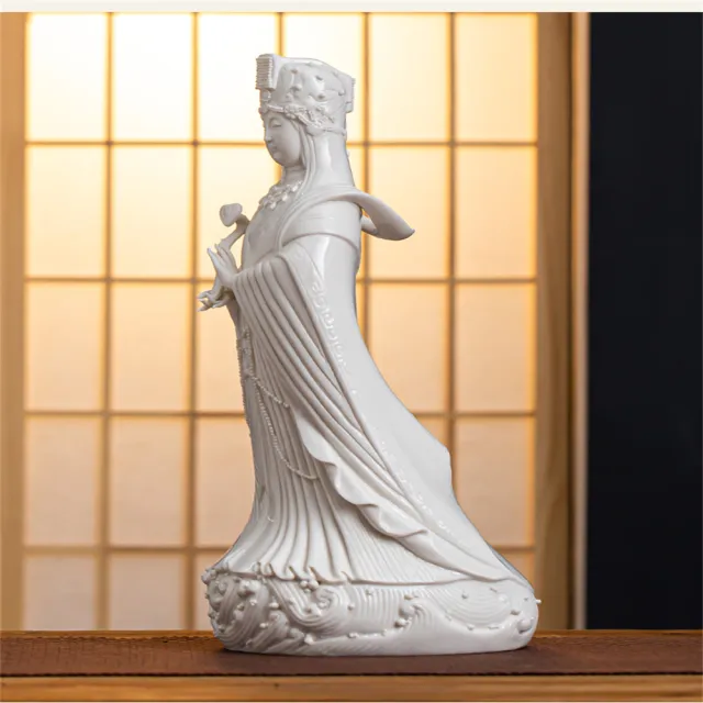 【超微米】陶瓷媽祖像 天上聖母天後神像 湄洲島海神娘娘雕像 家用保平安供奉擺件(陶瓷媽祖像33cm)