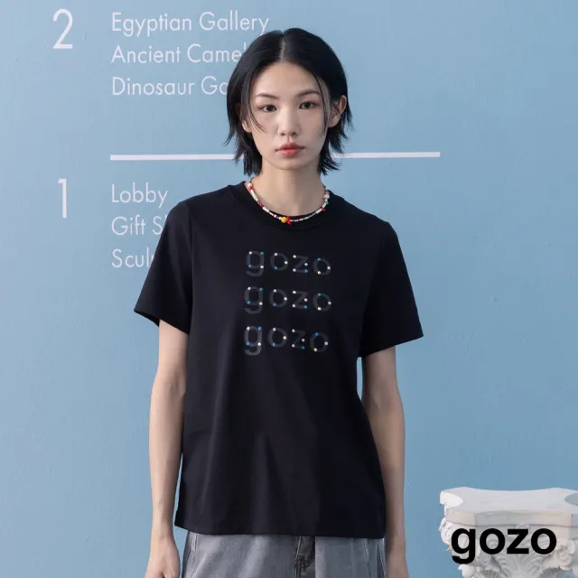 【gozo】立體泡泡品牌LOGO印花T恤(兩色)