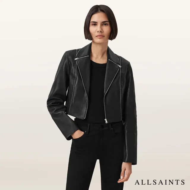 【ALLSAINTS】LANDERS 短版簡約羊皮騎士外套皮衣 W058LD(修身版型)