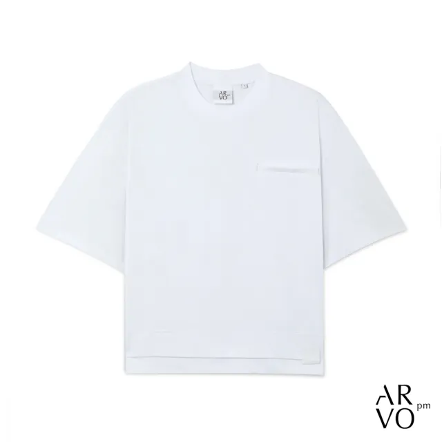 【ARVOpm】男女同款 白色短版短袖T 00212502110(雙11限定)
