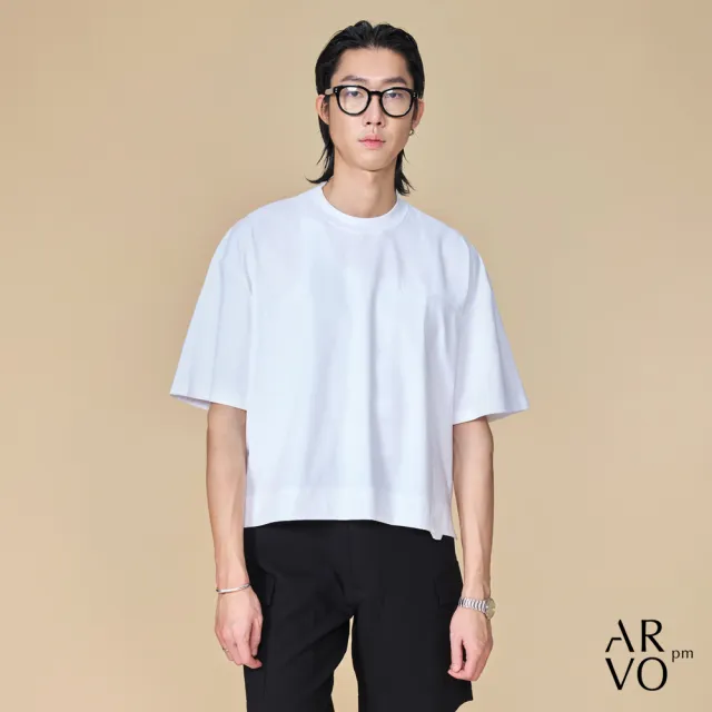 【ARVOpm】男女同款 白色短版短袖T 00212502110(限時6折)