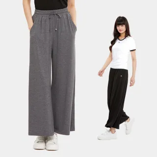 【Hang Ten】女裝-正韓韓國連線-WIDE FIT抽繩鬆緊寬擺長褲(多色選)