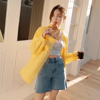 【OB 嚴選】純棉多色系落肩前短後長襯衫 《AB18236》