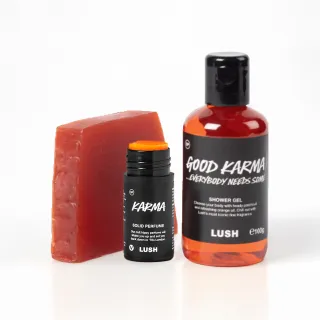 【LUSH 嵐舒】Karma 和諧心靈體驗組合 - 沐浴露/香氛皂/香水膏(木質/廣藿香/橘子)
