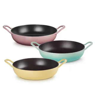 【Le Creuset】BBQ鑄鐵煎鍋26cm(含羞草黃/雪紡粉 2色選1)