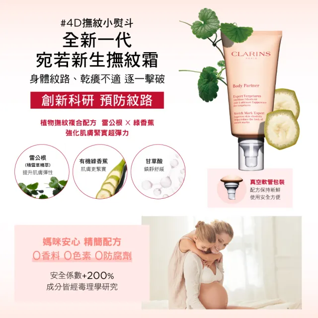 【CLARINS 克蘭詩】孕媽咪撫紋調理呵護組(撫紋霜+調和油 孕婦按摩 孕期護理)