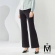 【MYVEGA 麥雪爾】MA打摺鬆緊後腰頭九分小喇叭褲-黑(日系/女長褲/女下身/女下著/西裝褲)