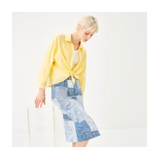 【Le Polka】水洗印花牛仔裙-女