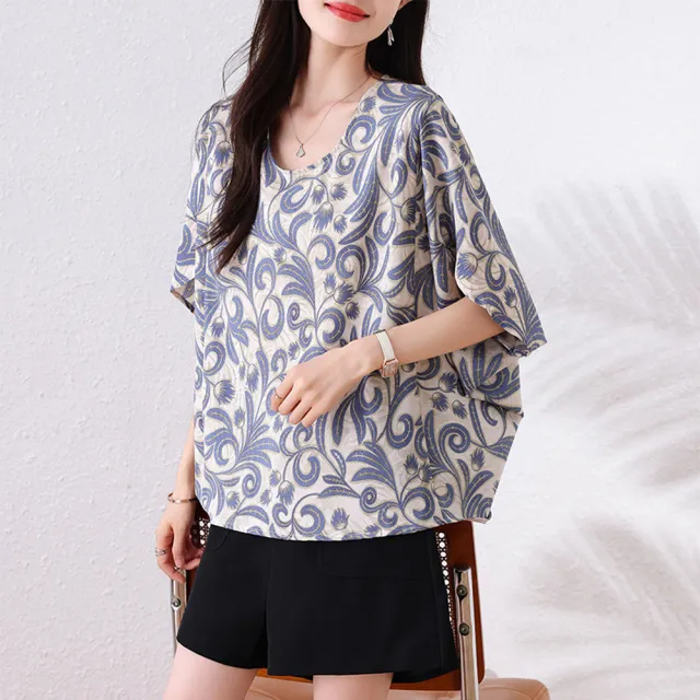 【ALLK 歐楷】新品上架 幾何印花長版上衣 圖片色(尺寸L-XXL/中大尺碼/涼爽/透氣)