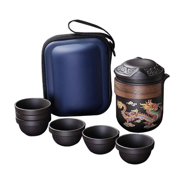茶具 茶壺 變色紫砂壺茶具 茶杯 龍鳳呈祥茶具套裝(帶茶濾茶杯 泡茶壺 一壺六杯) LL