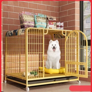 【巨匠】狗籠 110cm寵物籠子 家用狗籠貓窩 大中小型犬寵物圍欄 廁所一體籠子 帶輪可移動狗籠(家用狗籠)