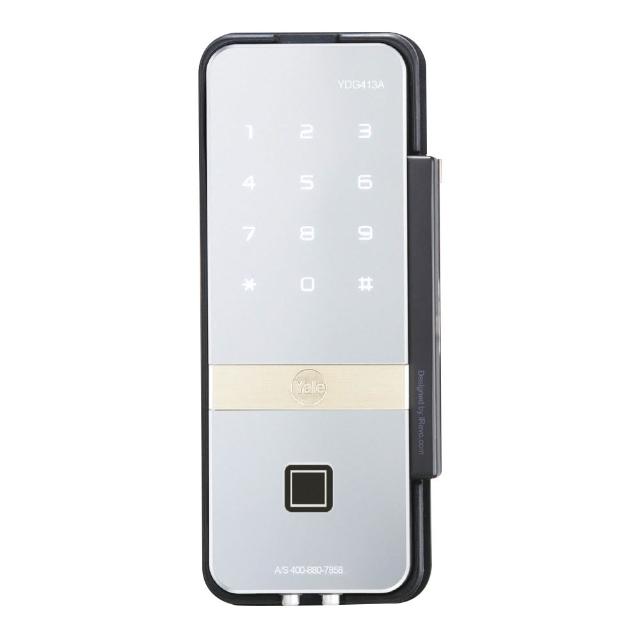 【Yale 耶魯】YDG413A玻璃門專用電子輔助鎖-鏡面(含基本安裝)