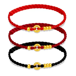 【TLH】黃金墜男女手工編織手繩 純金999 一生一世平安釦 約重0.03錢±0.01