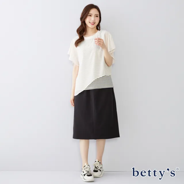 【betty’s 貝蒂思】假兩件式薄紗條紋上衣(共二色)