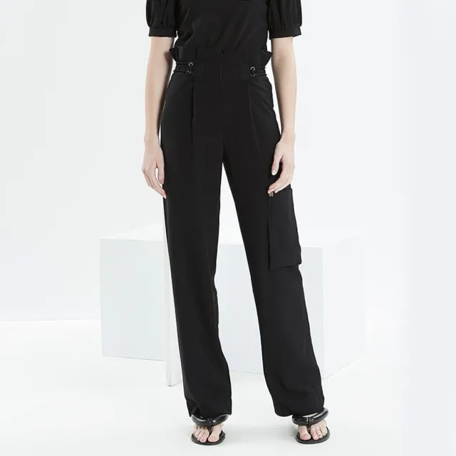 【ICHE 衣哲】Cop.Copine 法國原裝進口工裝風俐落長版口袋褲