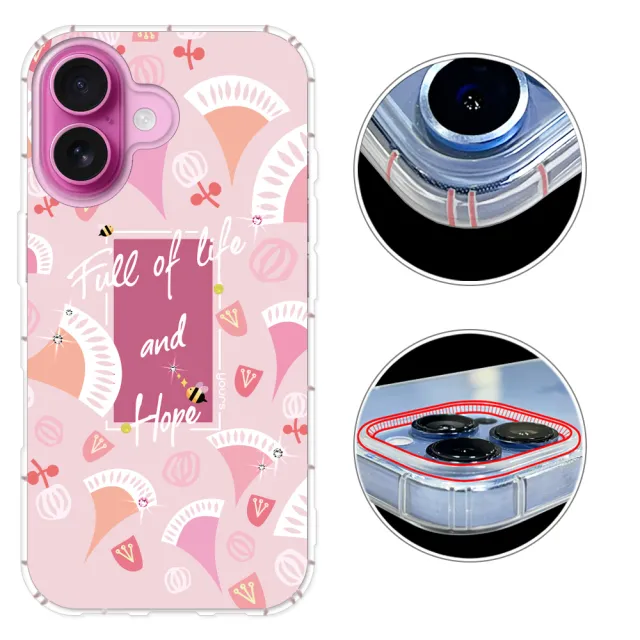 【YOURS】iPhone17/16/15/14/13/12系列 彩鑽防摔手機殼-韓紅花(Air/ProMax/Plus/mini/Pro/16e/11/SE3/XR)